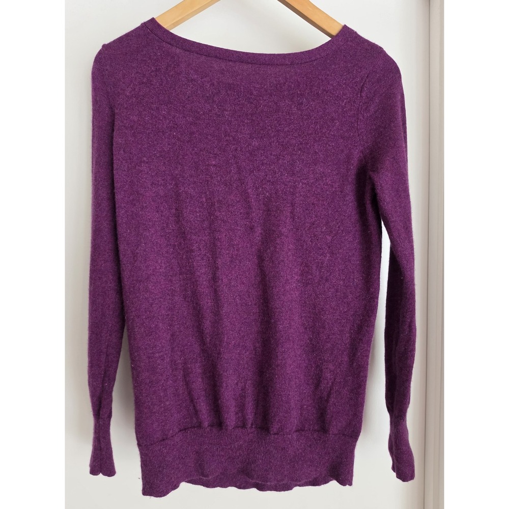 Banana Republic Womens S Cashmere Pullover Sweater Purple Back Detail Round Neck